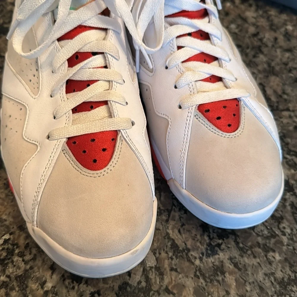 Air Jordan 7 Retro White and Red Sneakers EUC 10.5
